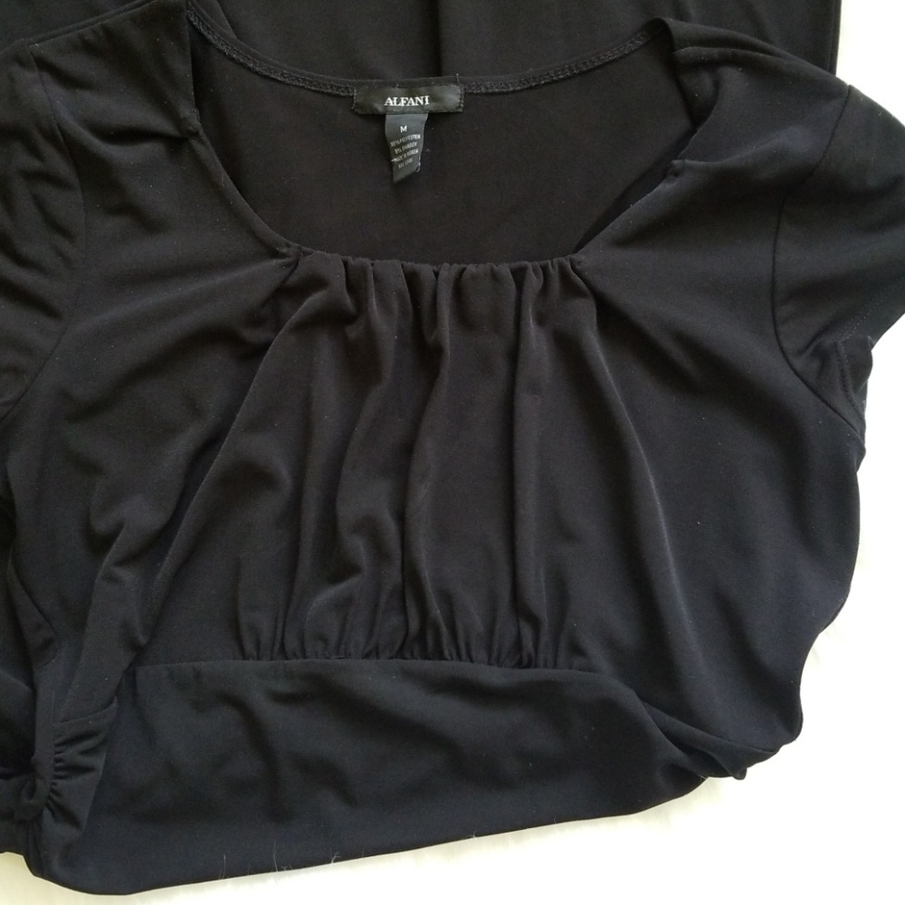 Alfani Black midi dress, short sleeves/scoop neck - Picture 8 of 8